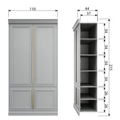Ridgevalley Armoire Scudo - Pin massif - Pin blanc - Profondeur : 44 cm -Meubles de salle à manger Soldes Magasin 1000342111 220401 500 SKETCH DETAILS P000000001000342111 sketch