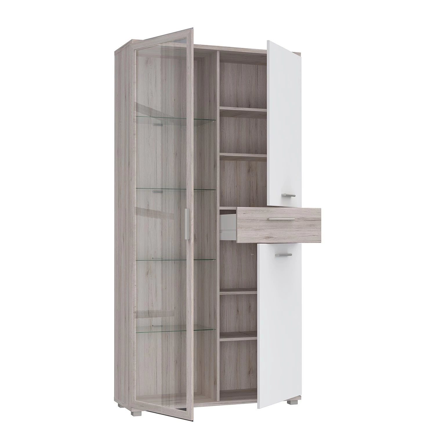 Loftscape Vitrine Piemont - Éclairage inclus - Imitation chêne de sable 4 Loftscape Vitrine Piemont - Éclairage inclus - Imitation chêne de sable – Image 4