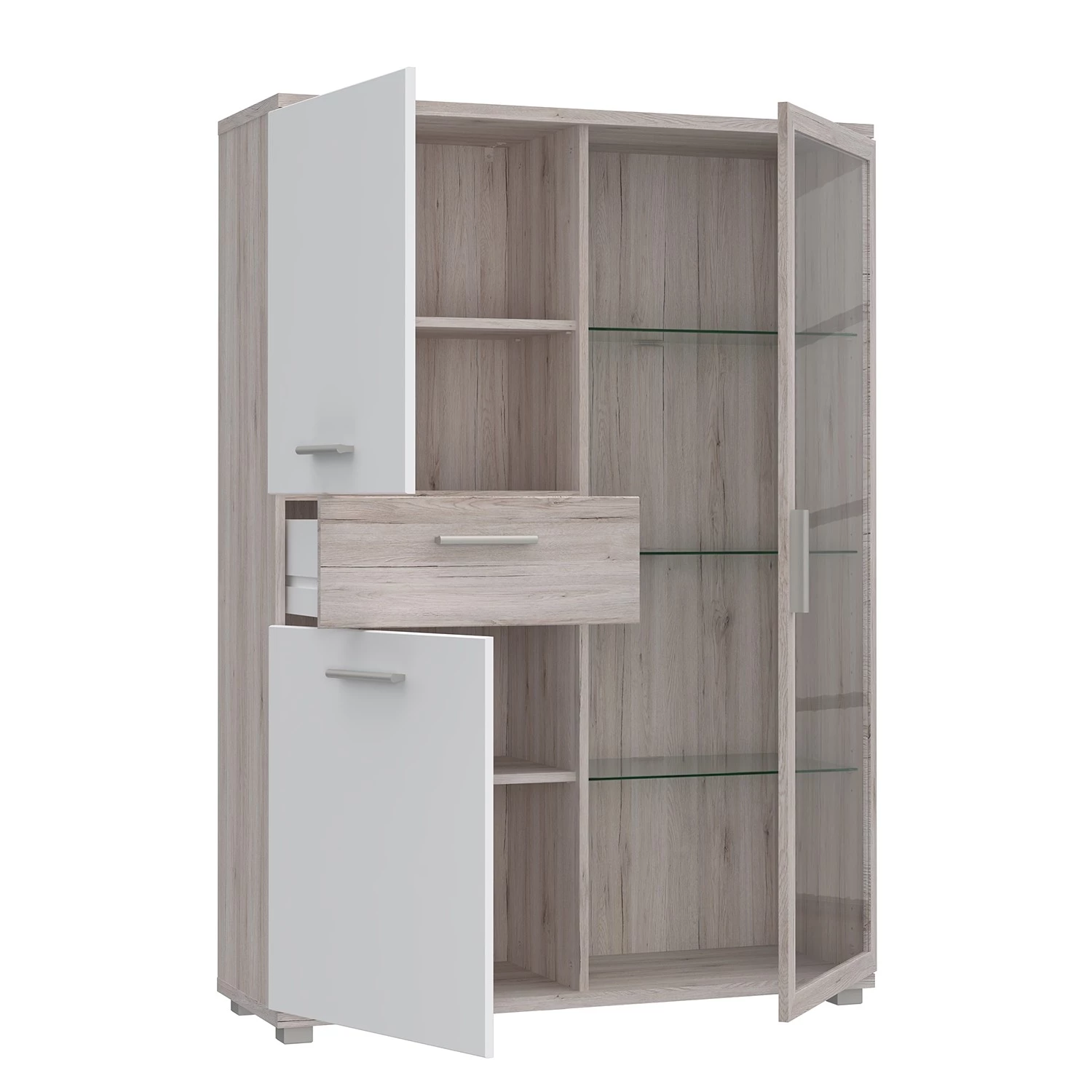 Loftscape Buffet haut Piemont - Éclairage inclus éclairage - Imitation chêne de sable 4 Loftscape Buffet haut Piemont - Éclairage inclus éclairage - Imitation chêne de sable – Image 4