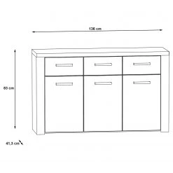 Loftscape Commode Parksville - Imitation chêne Sonoma -Meubles de salle à manger Soldes Magasin 1000342467 220404 500 SKETCH DETAILS P000000001000342467 sketch