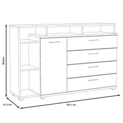 Loftscape Buffet Piemont III - Blanc / Imitation chêne sable -Meubles de salle à manger Soldes Magasin 1000342478 220404 500 SKETCH DETAILS P000000001000342478 sketch