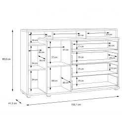 Loftscape Buffet Piemont III - Blanc / Imitation chêne sable -Meubles de salle à manger Soldes Magasin 1000342478 220404 501 SKETCH DETAILS P000000001000342478 sketch