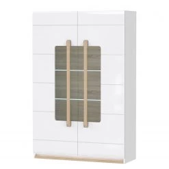 Loftscape Vitrine Toscana - Éclairage inclus Blanc brillant / Imitation chêne Nelson