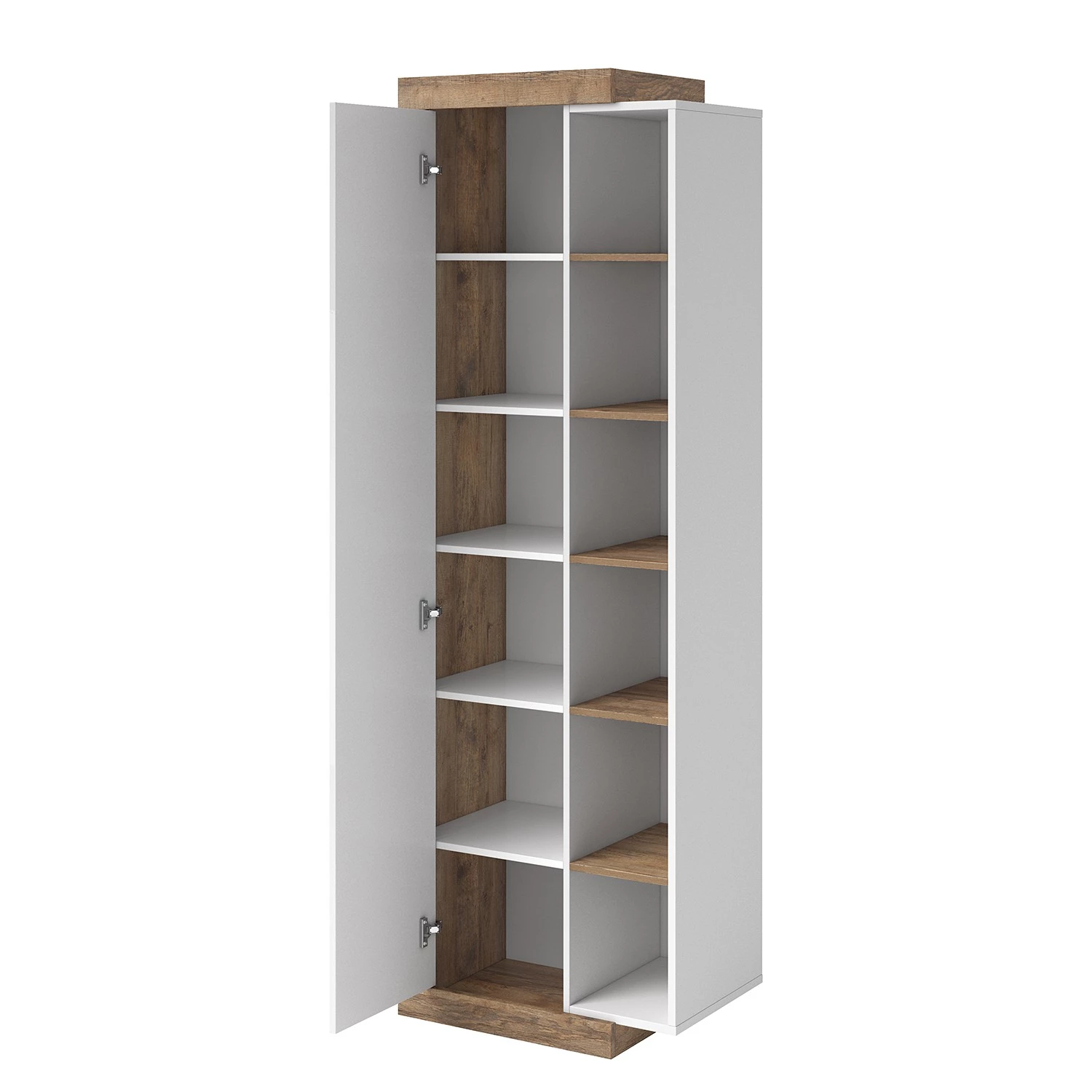 Loftscape Vitrine Shipley - Blanc brillant / Imitation chêne 3 Loftscape Vitrine Shipley - Blanc brillant / Imitation chêne – Image 3