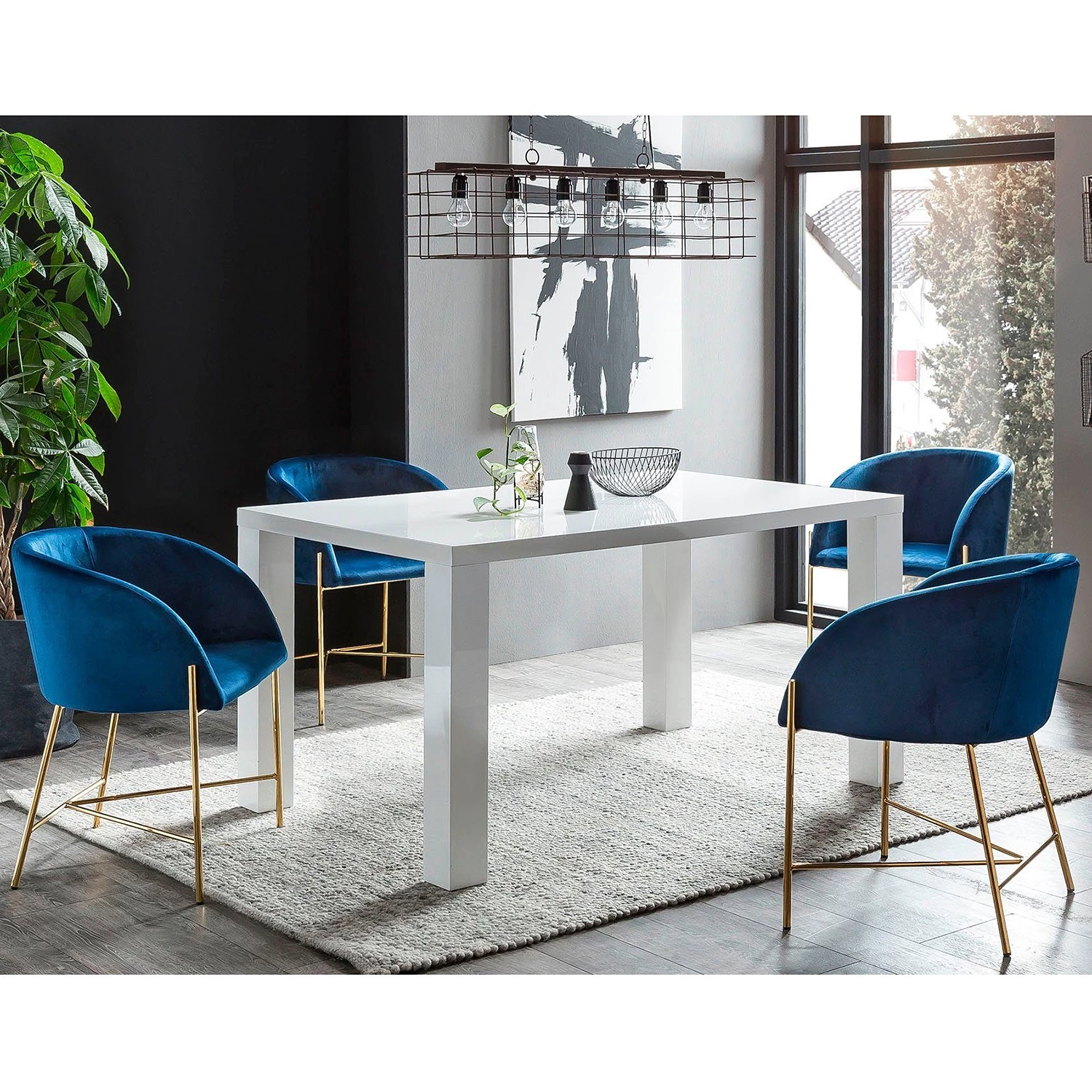 Loftscape Salle à manger Eadwine I (5 éléments) - Bleu marine - Largeur : 160 cm 1 Loftscape Salle à manger Eadwine I (5 éléments) - Bleu marine - Largeur : 160 cm