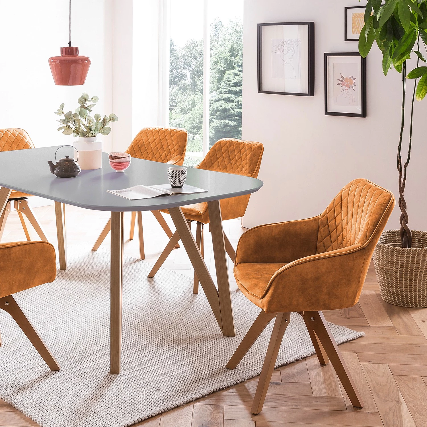 Loftscape Salle à manger Champlost II (5 éléments) - Marron doré - Largeur : 160 cm 2 Loftscape Salle à manger Champlost II (5 éléments) - Marron doré - Largeur : 160 cm – Image 2