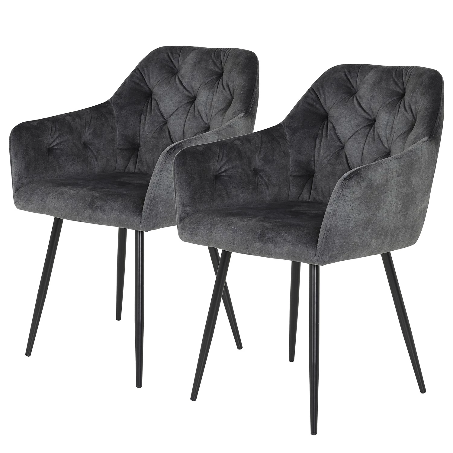 Red Living Chaises à accoudoirs Portol (lot de 2) - Gris 1 Red Living Chaises à accoudoirs Portol (lot de 2) - Gris