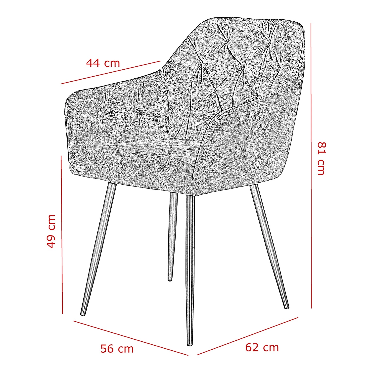 Red Living Chaises à accoudoirs Portol (lot de 2) - Gris 8 Red Living Chaises à accoudoirs Portol (lot de 2) - Gris – Image 8