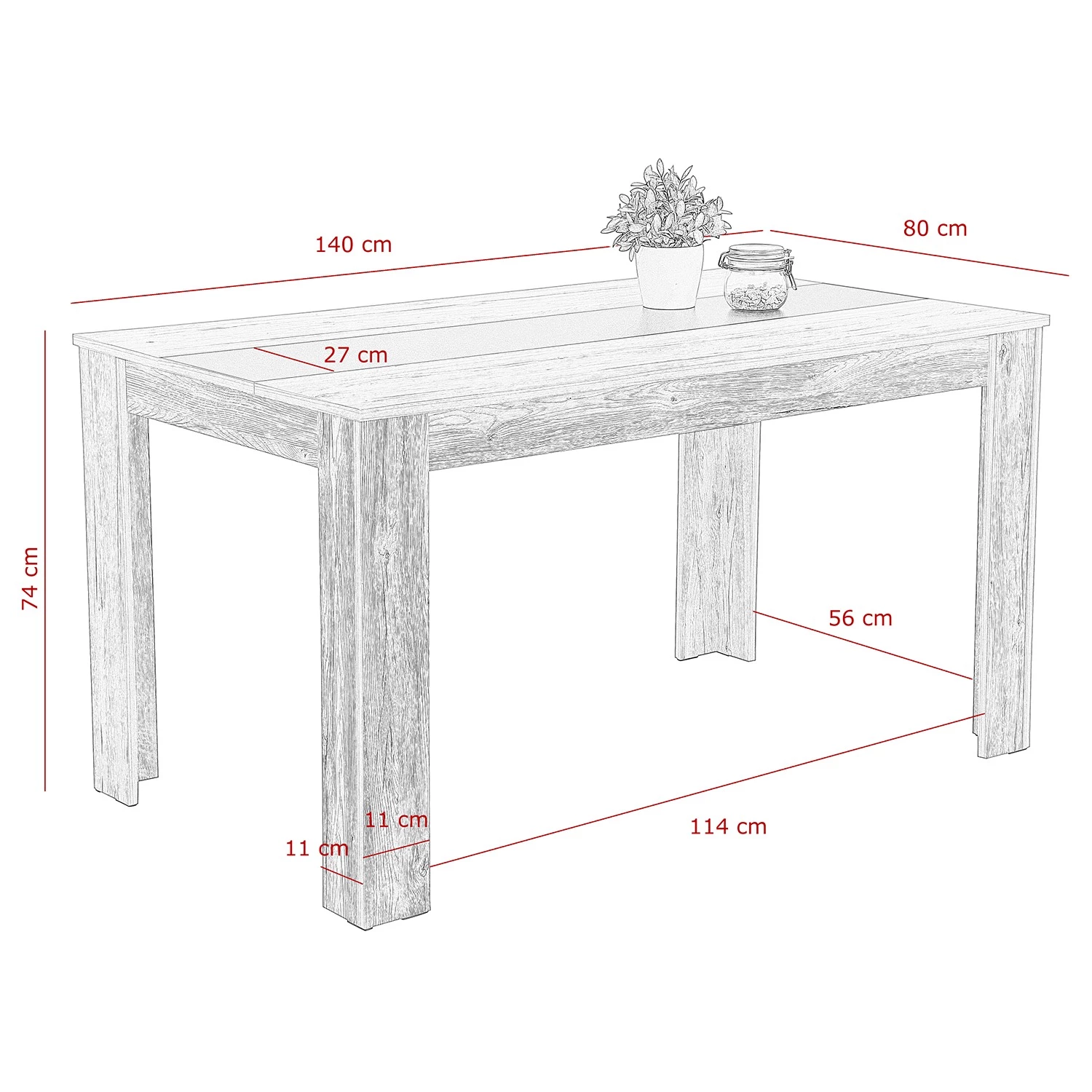 Mooved Table Bosel - Imitation bois ancien / Blanc 2 Mooved Table Bosel - Imitation bois ancien / Blanc – Image 2
