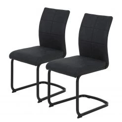 Red Living Chaises cantilever Playa (lot de 2) - Microfibre / Acier - Anthracite / Noir