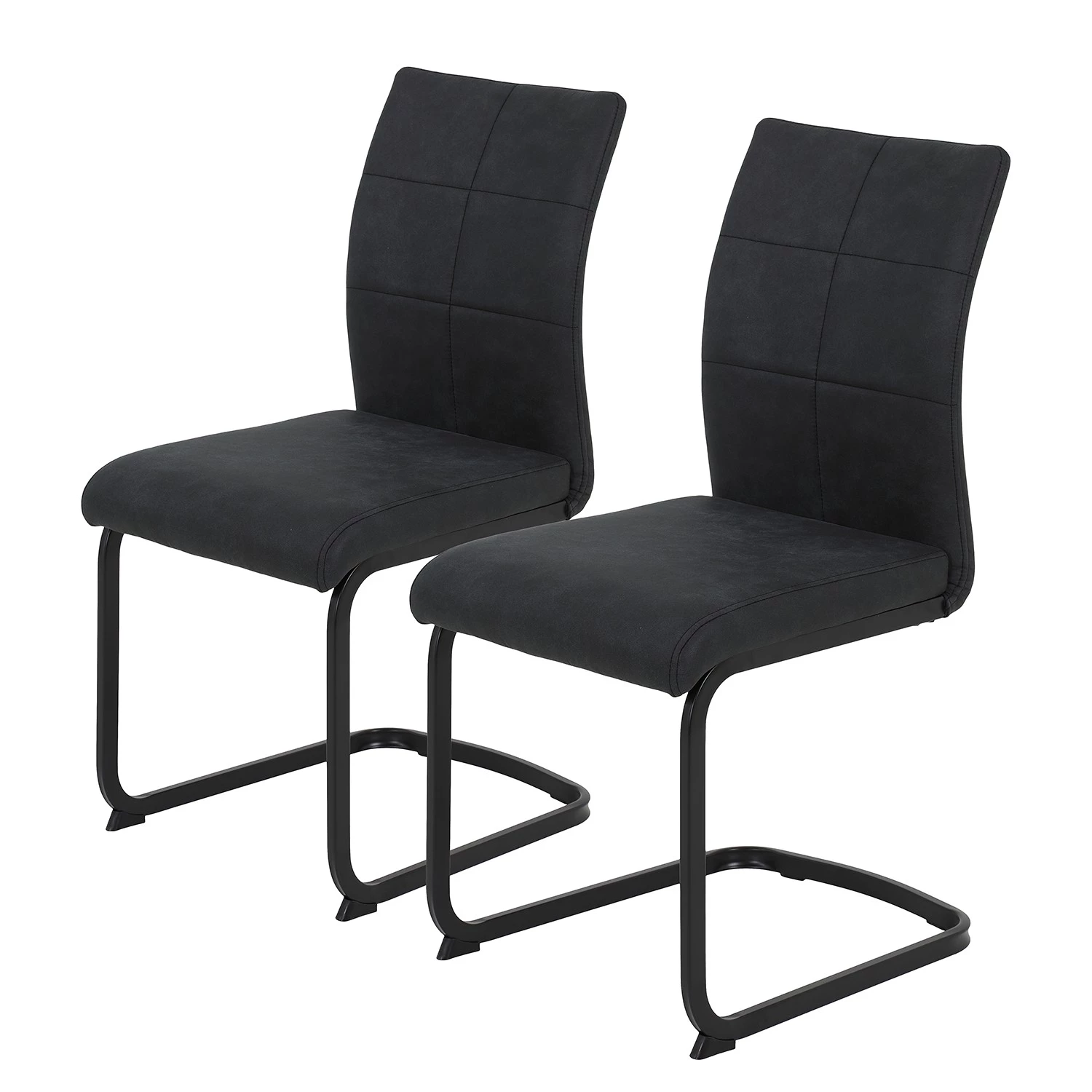 Red Living Chaises cantilever Playa (lot de 2) - Microfibre / Acier - Anthracite / Noir 1 Red Living Chaises cantilever Playa (lot de 2) - Microfibre / Acier - Anthracite / Noir