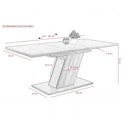 Loftscape Salle à manger Vallen (7 éléments) - (Extensible) Anthracite / Imitation chêne artisan -Meubles de salle à manger Soldes Magasin 1000343888 220407 500 SKETCH DETAILS P000000001000343888 sketch