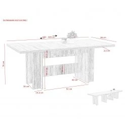 Loftscape Salle à manger Varika (11 éléments) - (Extensible) - Beige -Meubles de salle à manger Soldes Magasin 1000343891 220407 500 SKETCH DETAILS P000000001000343891 sketch
