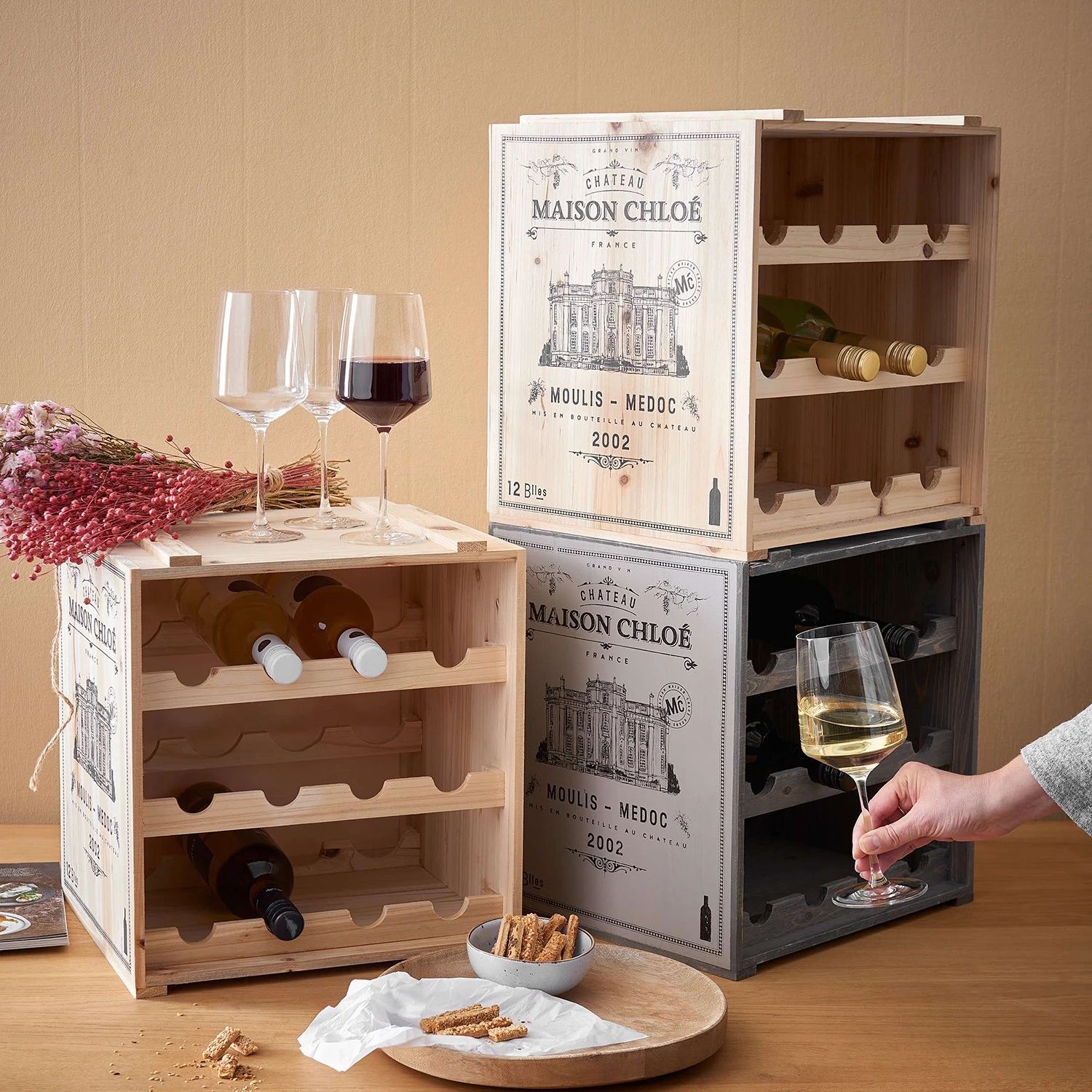 Butlers Range-bouteilles VINOTHEK - Sapin - Beige 2 Butlers Range-bouteilles VINOTHEK - Sapin - Beige – Image 2