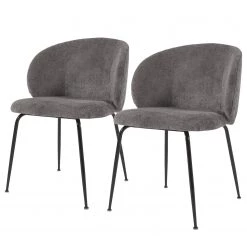 Red Living Chaises Sibari (lot de 2) - Chenille / Acier - Gris / Noir