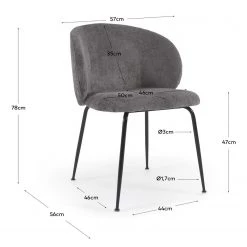 Red Living Chaises Sibari (lot de 2) - Chenille / Acier - Gris / Noir -Meubles de salle à manger Soldes Magasin 1000344475 220412 500 SKETCH DETAILS P000000001000344475 sketch