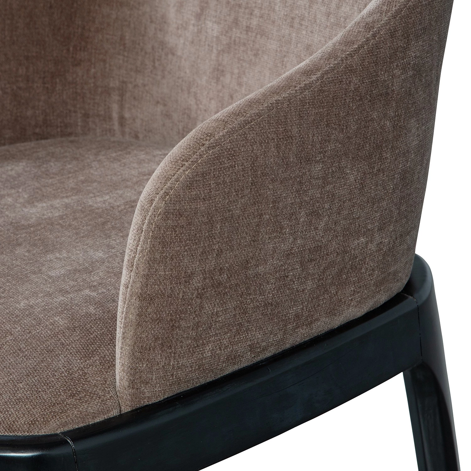 Loftscape Chaise à accoudoirs Valdes - Tissu / Hévéa massif - Taupe / Noir 6 Loftscape Chaise à accoudoirs Valdes - Tissu / Hévéa massif - Taupe / Noir – Image 6