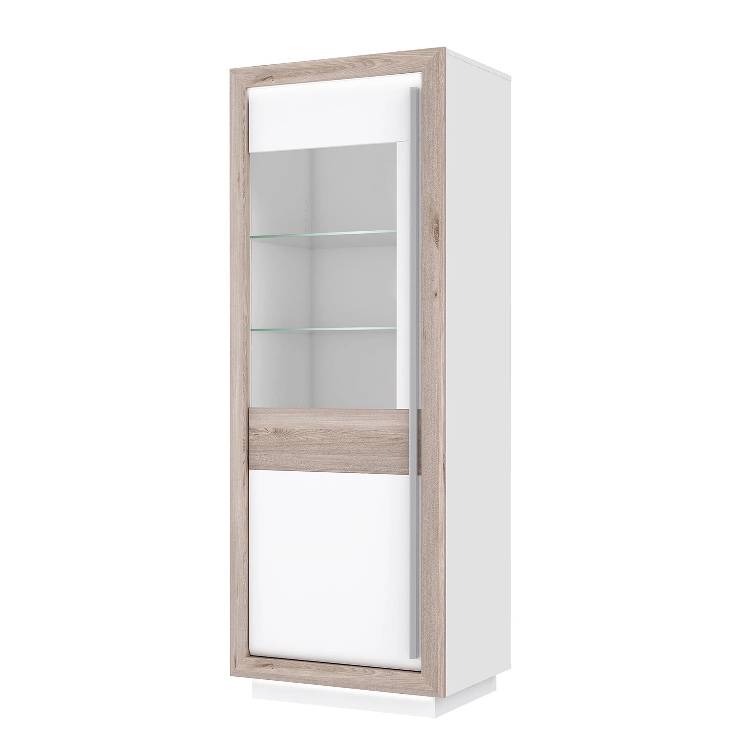 Loftscape Vitrine Wilander - Éclairage inclus - Blanc brillant / Imitation chêne Nelson 1 Loftscape Vitrine Wilander - Éclairage inclus - Blanc brillant / Imitation chêne Nelson