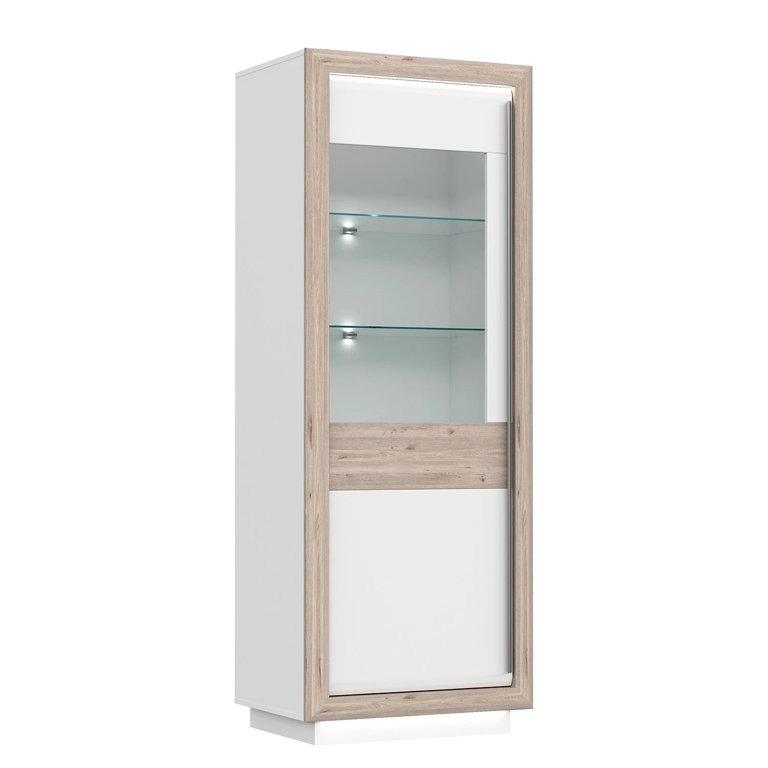 Loftscape Vitrine Wilander - Éclairage inclus - Blanc brillant / Imitation chêne Nelson 4 Loftscape Vitrine Wilander - Éclairage inclus - Blanc brillant / Imitation chêne Nelson – Image 4