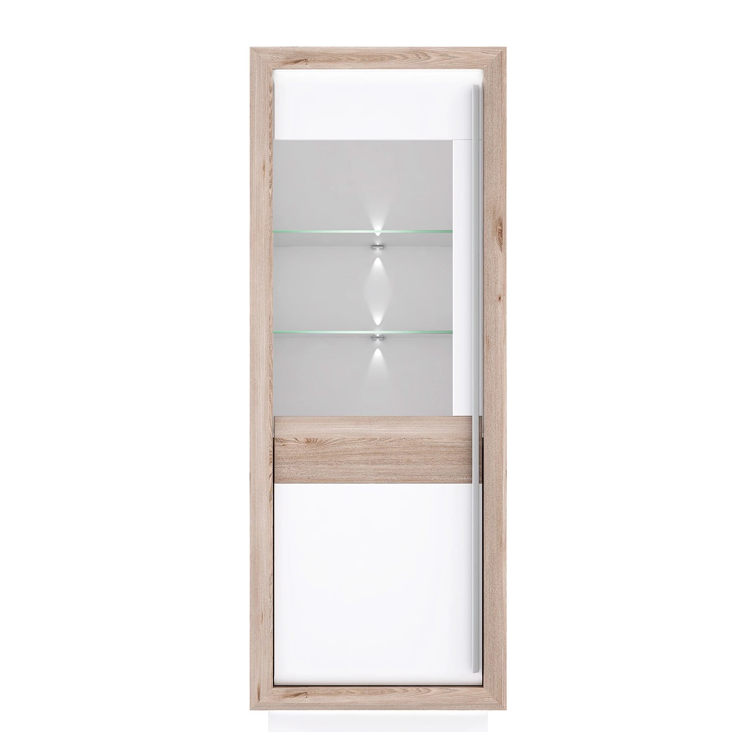Loftscape Vitrine Wilander - Éclairage inclus - Blanc brillant / Imitation chêne Nelson 5 Loftscape Vitrine Wilander - Éclairage inclus - Blanc brillant / Imitation chêne Nelson – Image 5