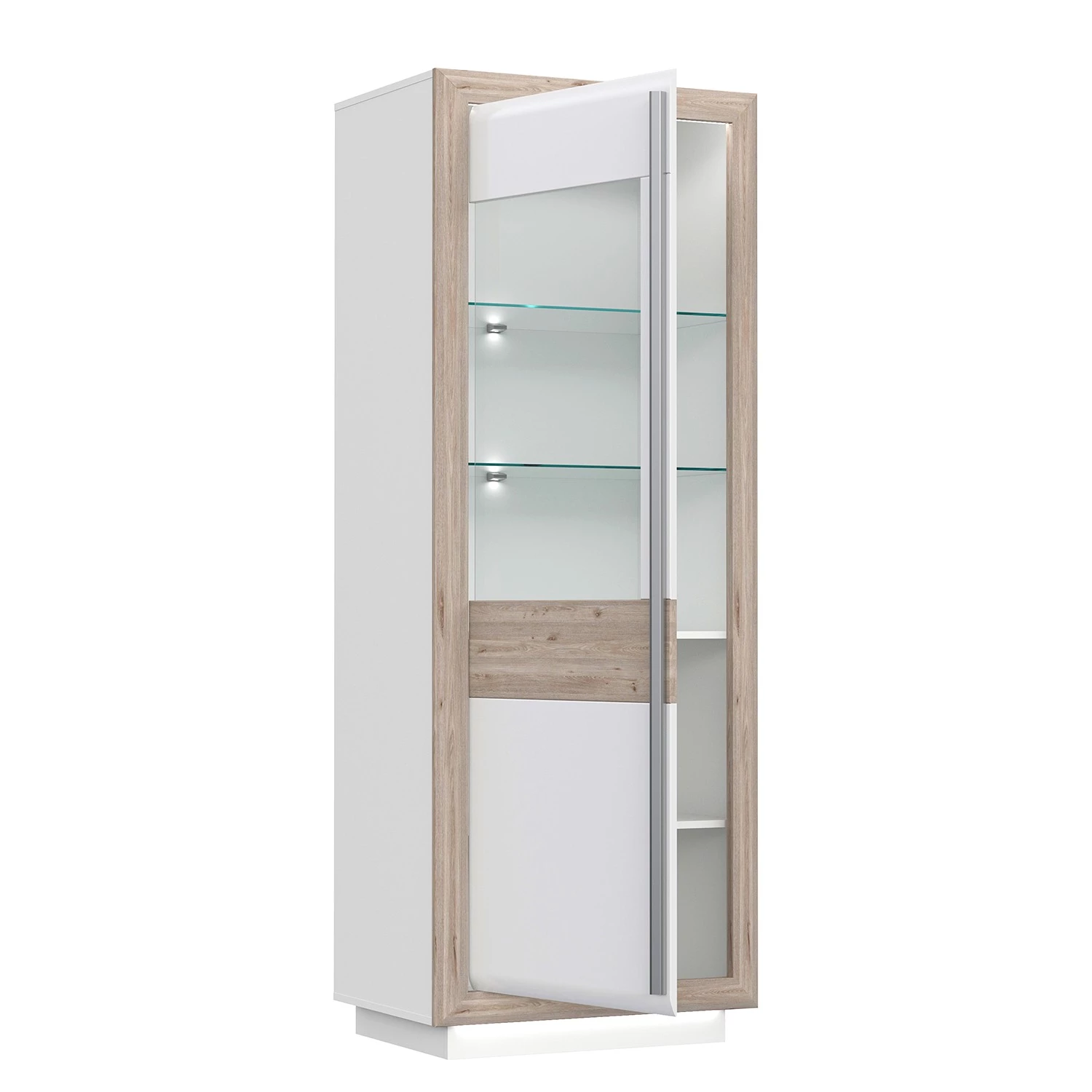 Loftscape Vitrine Wilander - Éclairage inclus - Blanc brillant / Imitation chêne Nelson 6 Loftscape Vitrine Wilander - Éclairage inclus - Blanc brillant / Imitation chêne Nelson – Image 6