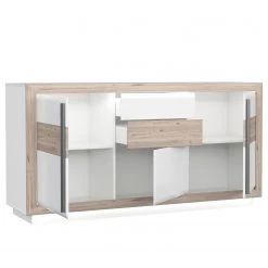 Loftscape Buffet Wilander - Éclairage inclus - Blanc brillant / Imitation chêne Nelson -Meubles de salle à manger Soldes Magasin 1000344667 220414 030 DETAILS P000000001000344667