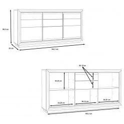 Loftscape Buffet Wilander - Éclairage inclus - Blanc brillant / Imitation chêne Nelson -Meubles de salle à manger Soldes Magasin 1000344667 220414 500 SKETCH DETAILS P000000001000344667 sketch