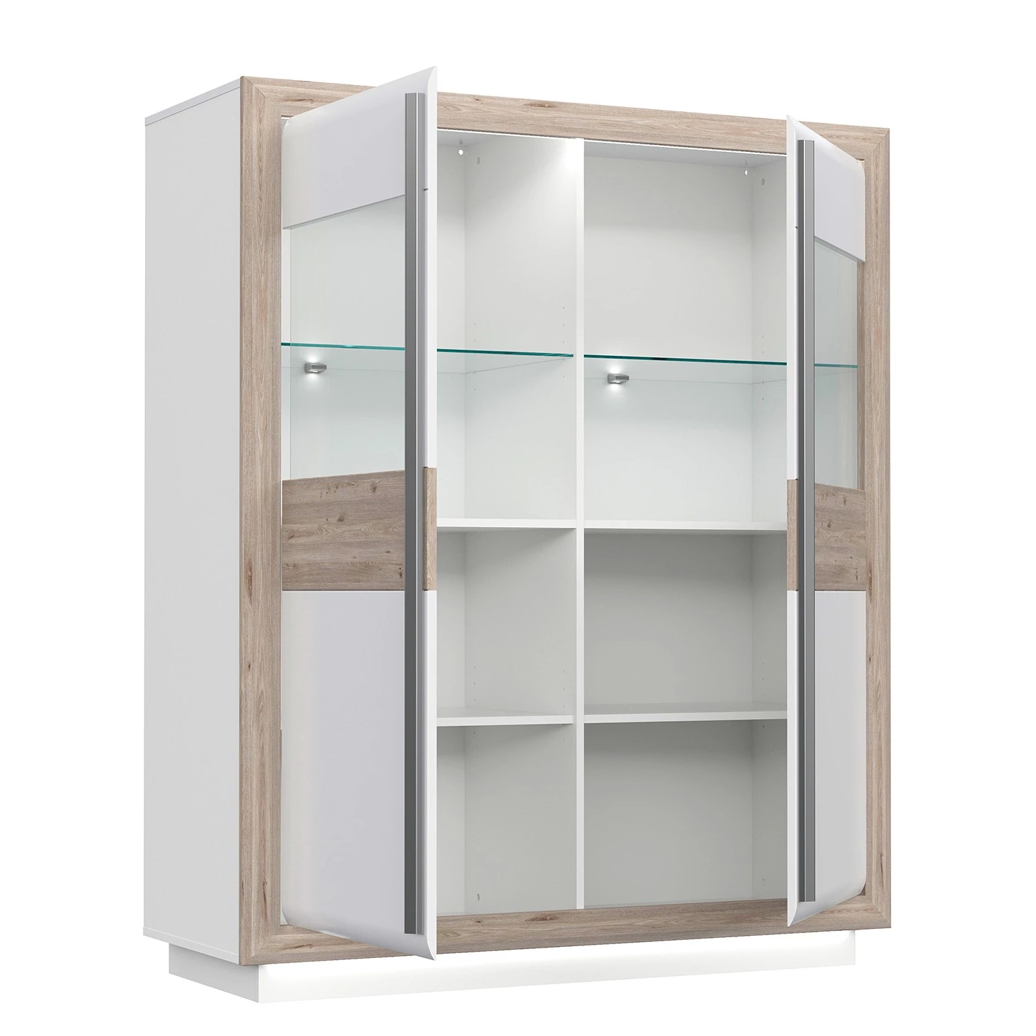 Loftscape Vitrine Wilander - Éclairage inclus - Blanc brillant / Imitation chêne Nelson 5 Loftscape Vitrine Wilander - Éclairage inclus - Blanc brillant / Imitation chêne Nelson – Image 5