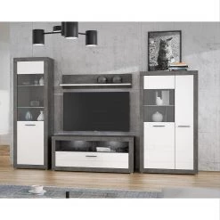 Loftscape Vitrine Vetras - Blanc brillant / Imitation béton -Meubles de salle à manger Soldes Magasin 1000344672 220414 022 MOOD DETAILS P000000001000344672 mood