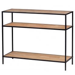 WENKO Console Geo - Bambou massif / Métal - Bambou / Noir
