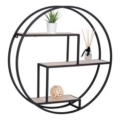 Red Living Étagère murale Sling - Paulownia massif / Métal - Paulownia / Noir -Meubles de salle à manger Soldes Magasin 1000345892 220428 040 DETAILS P000000001000345892