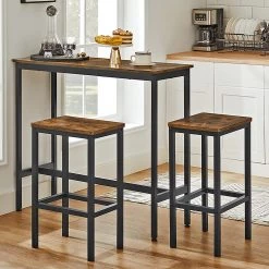 Red Living Ensemble de bar Sintang (3 éléments) - Imitation bois recyclé / Noir