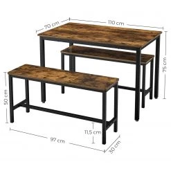 Red Living Salle à manger Pilbara (3 éléments) - Imitation bois recyclé / Noir -Meubles de salle à manger Soldes Magasin 1000347220 220513 500 SKETCH DETAILS P000000001000347220 sketch