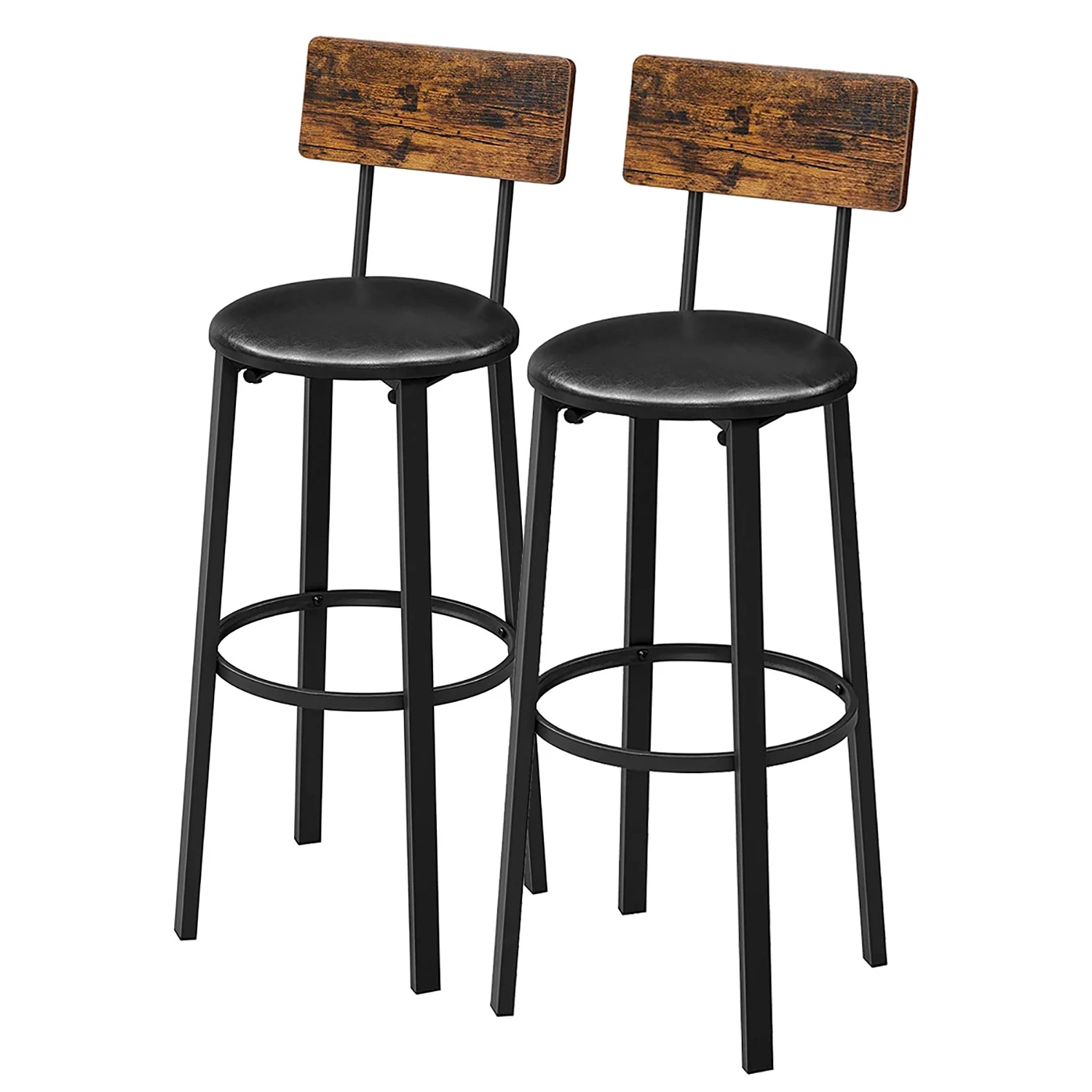Red Living Chaises de bar Tierce (lot de 2) - Imitation bois recyclé / Noir 1 Red Living Chaises de bar Tierce (lot de 2) - Imitation bois recyclé / Noir