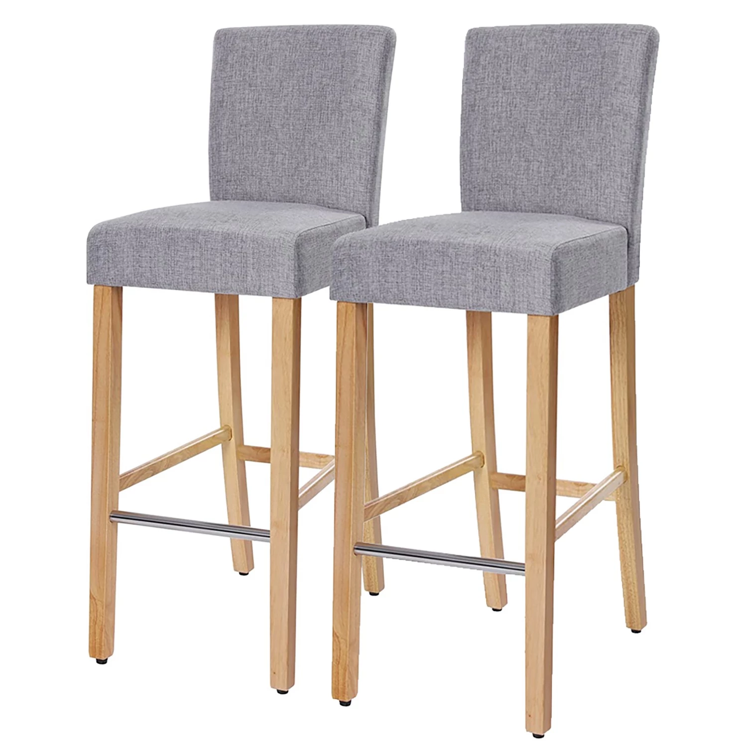 Red Living Chaises de bar Tullah (lot de 2) - Tissu / Hévéa massif et fer - Gris / Hévéa et argenté 1 Red Living Chaises de bar Tullah (lot de 2) - Tissu / Hévéa massif et fer - Gris / Hévéa et argenté