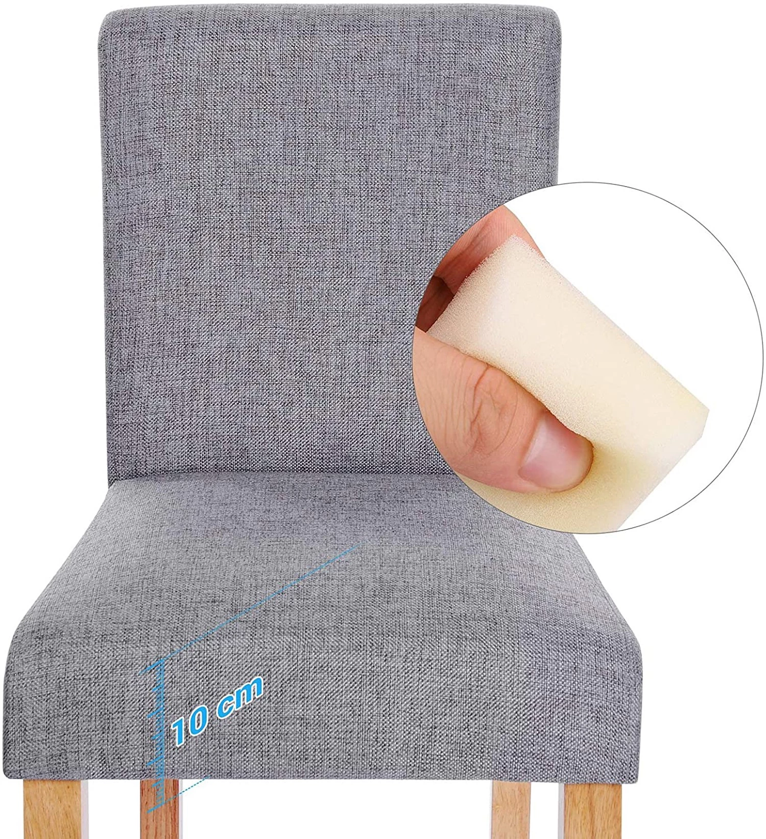 Red Living Chaises de bar Tullah (lot de 2) - Tissu / Hévéa massif et fer - Gris / Hévéa et argenté 4 Red Living Chaises de bar Tullah (lot de 2) - Tissu / Hévéa massif et fer - Gris / Hévéa et argenté – Image 4