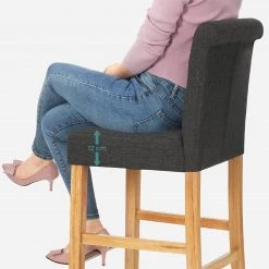 Red Living Chaises de bar Ramadas (lot de 2) - Tissu / Hévéa massif et fer - Gris / Hévéa et argenté -Meubles de salle à manger Soldes Magasin 1000347233 220513 045 DETAILS P000000001000347233