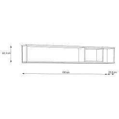 Loftscape Étagère murale Pesaro - Imitation chêne artisan / Noir -Meubles de salle à manger Soldes Magasin 1000348097 220603 500 SKETCH DETAILS P000000001000348097 sketch