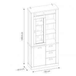 Ridgevalley Vaisselier Shutter I - Imitation pin blanc -Meubles de salle à manger Soldes Magasin 1000348681 220505 500 SKETCH DETAILS P000000001000348681 sketch