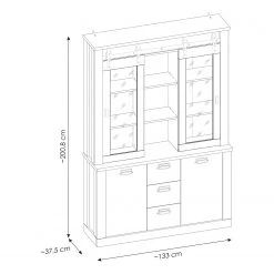 Ridgevalley Vaisselier Shutter II - Imitation pin blanc -Meubles de salle à manger Soldes Magasin 1000348682 220505 500 SKETCH DETAILS P000000001000348682 sketch