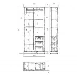 Ridgevalley Vitrine Shutter - Imitation chêne -Meubles de salle à manger Soldes Magasin 1000348691 220505 501 SKETCH DETAILS P000000001000348691 sketch