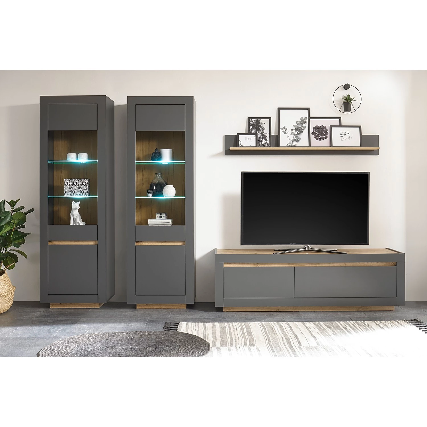 Loftscape Vitrine Accra - Anthracite / Imitation chêne 4 Loftscape Vitrine Accra - Anthracite / Imitation chêne – Image 4