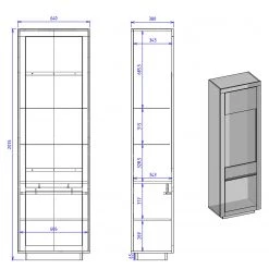 Loftscape Vitrine Accra - Anthracite / Imitation chêne 17 Loftscape Vitrine Accra - Anthracite / Imitation chêne -Meubles de salle à manger Soldes Magasin 1000348816 220506 500 SKETCH DETAILS P000000001000348816 sketch