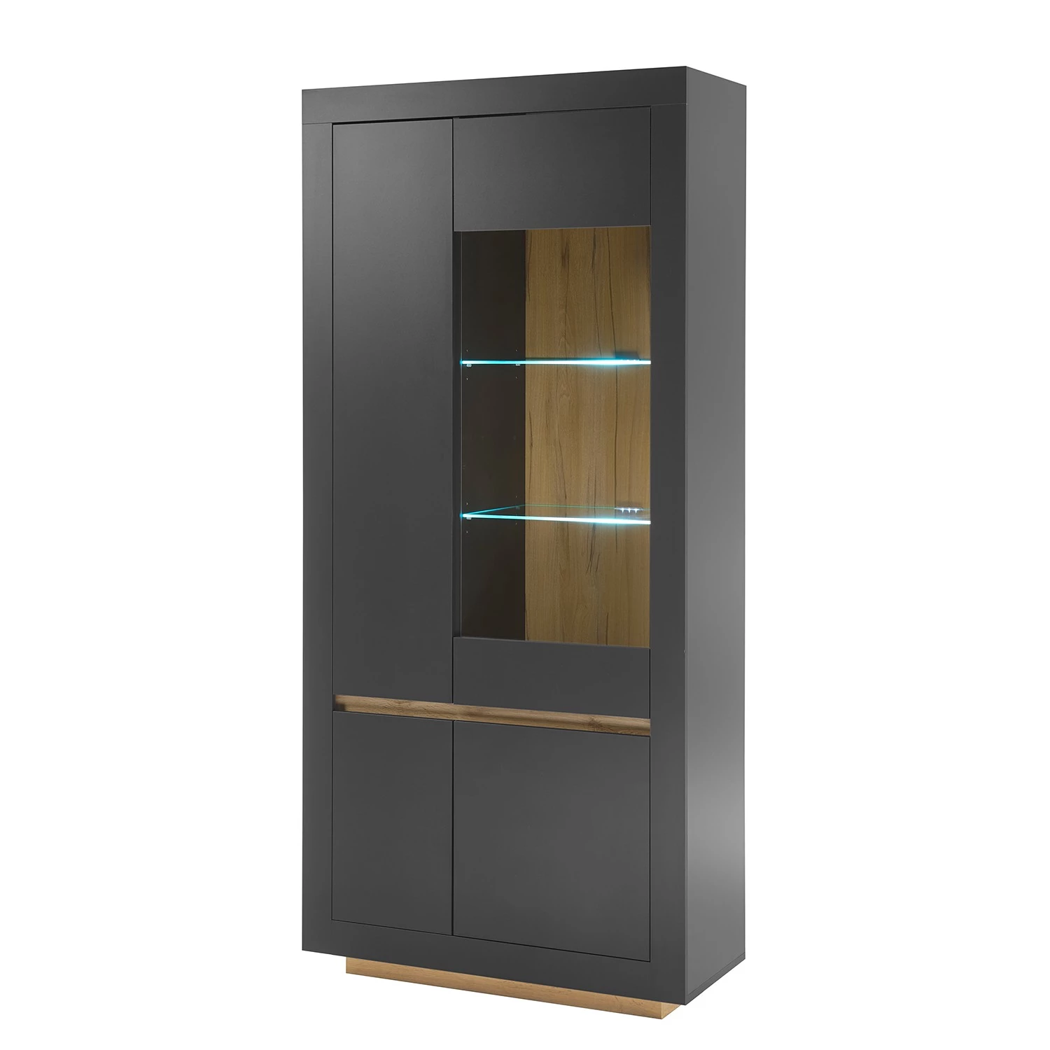 Loftscape Vitrine haute Accra - Anthracite / Imitation chêne 1 Loftscape Vitrine haute Accra - Anthracite / Imitation chêne