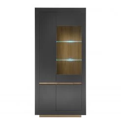 Loftscape Vitrine haute Accra - Anthracite / Imitation chêne 14 Loftscape Vitrine haute Accra - Anthracite / Imitation chêne -Meubles de salle à manger Soldes Magasin 1000348817 220506 030 DETAILS P000000001000348817