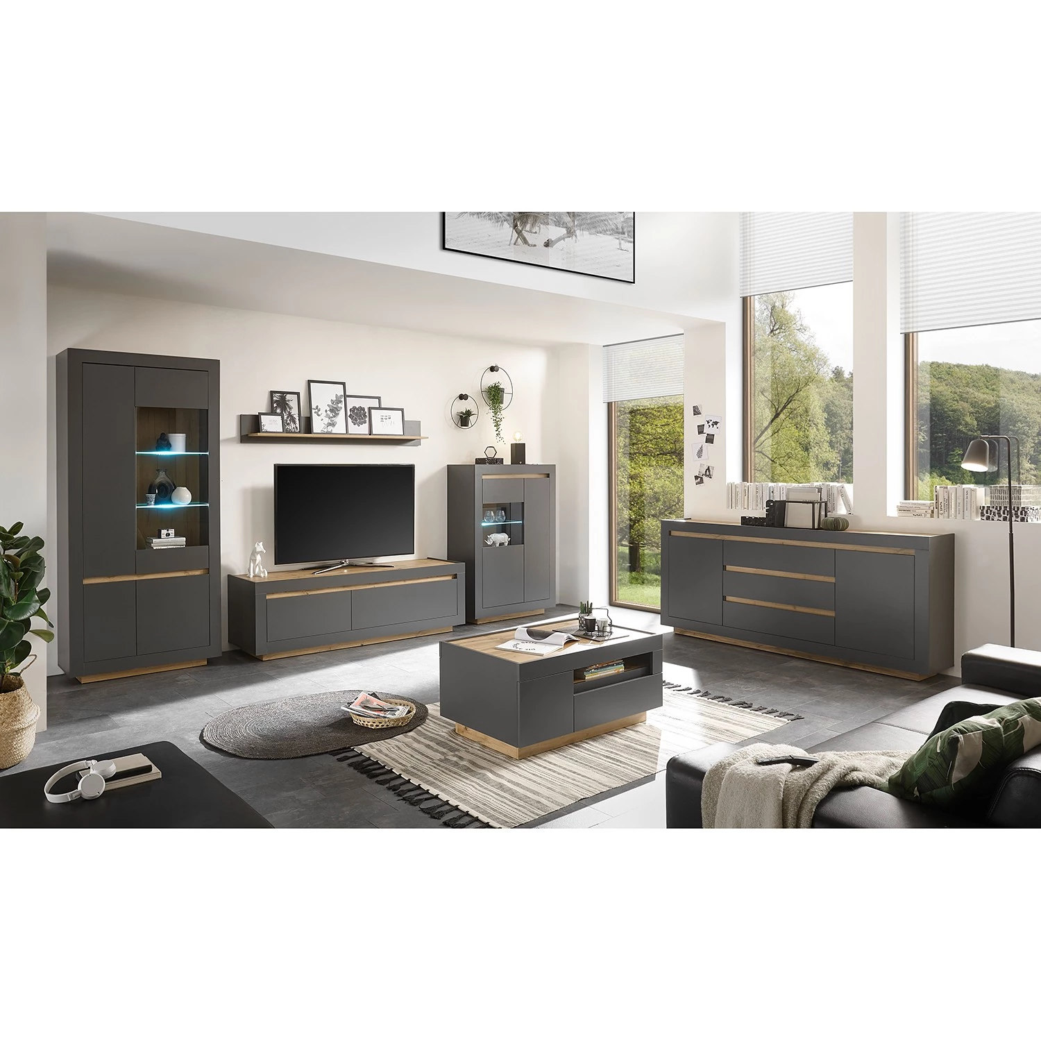 Loftscape Buffet Accra - Anthracite / Imitation chêne 3 Loftscape Buffet Accra - Anthracite / Imitation chêne – Image 3