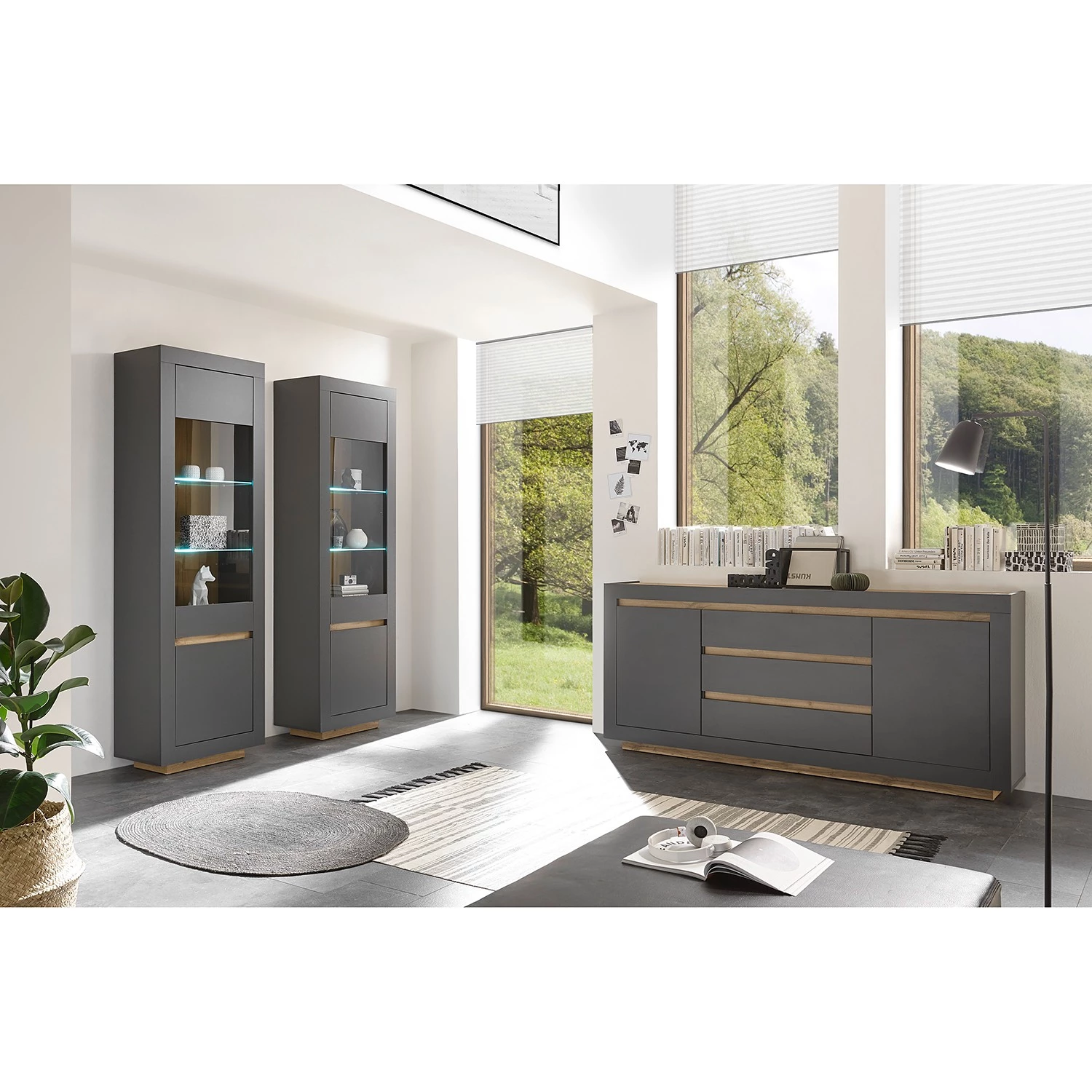 Loftscape Buffet Accra - Anthracite / Imitation chêne 4 Loftscape Buffet Accra - Anthracite / Imitation chêne – Image 4