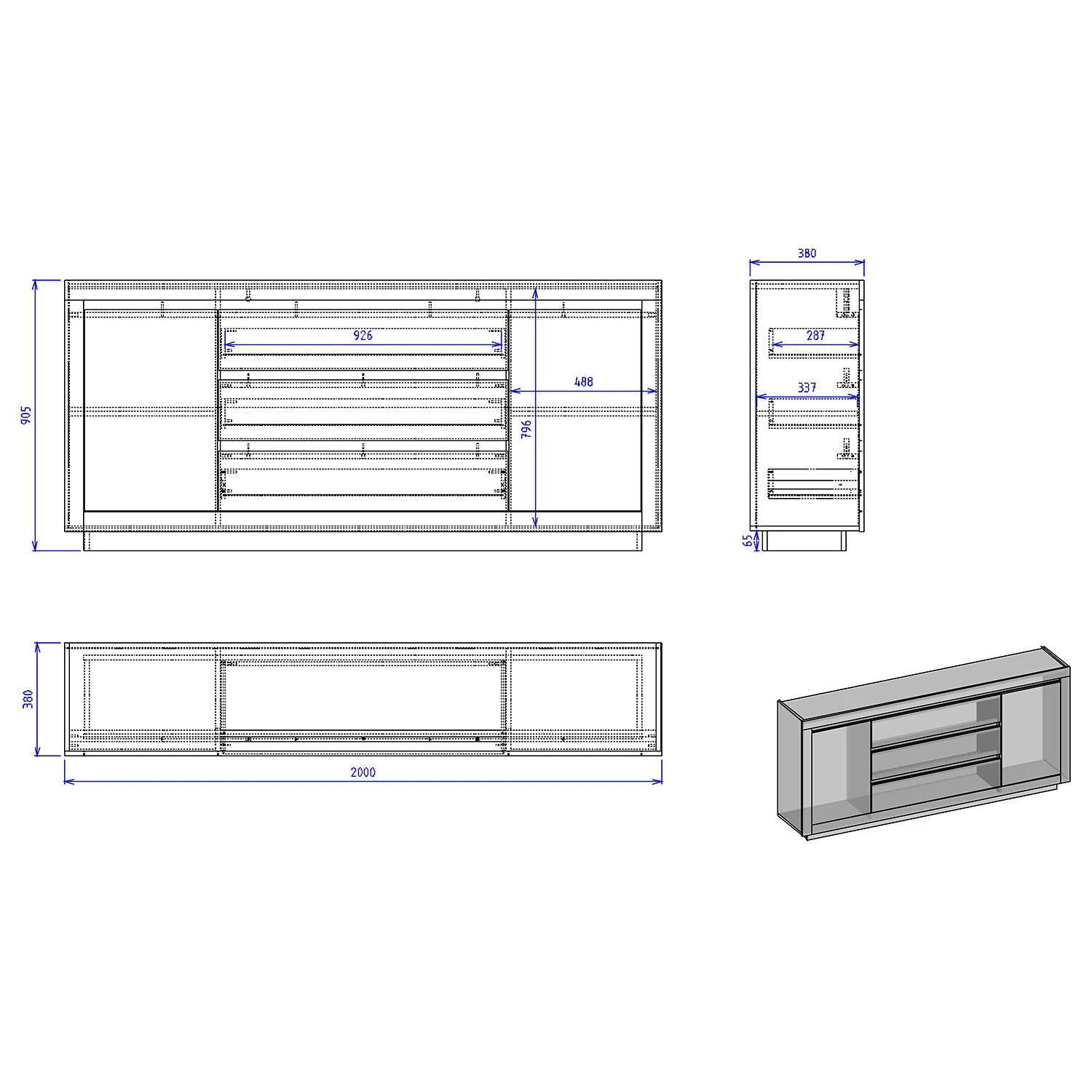 Loftscape Buffet Accra - Anthracite / Imitation chêne 8 Loftscape Buffet Accra - Anthracite / Imitation chêne – Image 8