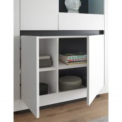 Loftscape Vitrine haute Accra - Blanc / Anthracite -Meubles de salle à manger Soldes Magasin 1000348825 220506 032 DETAILS P000000001000348825