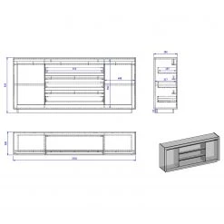Loftscape Buffet Accra - Blanc / Anthracite -Meubles de salle à manger Soldes Magasin 1000348827 220506 500 SKETCH DETAILS P000000001000348827 sketch